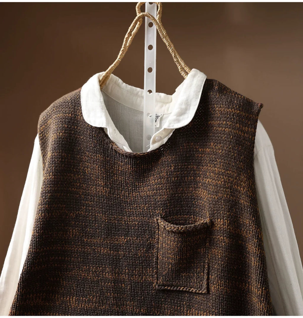 Patch Pocket Color Block Knit Vest