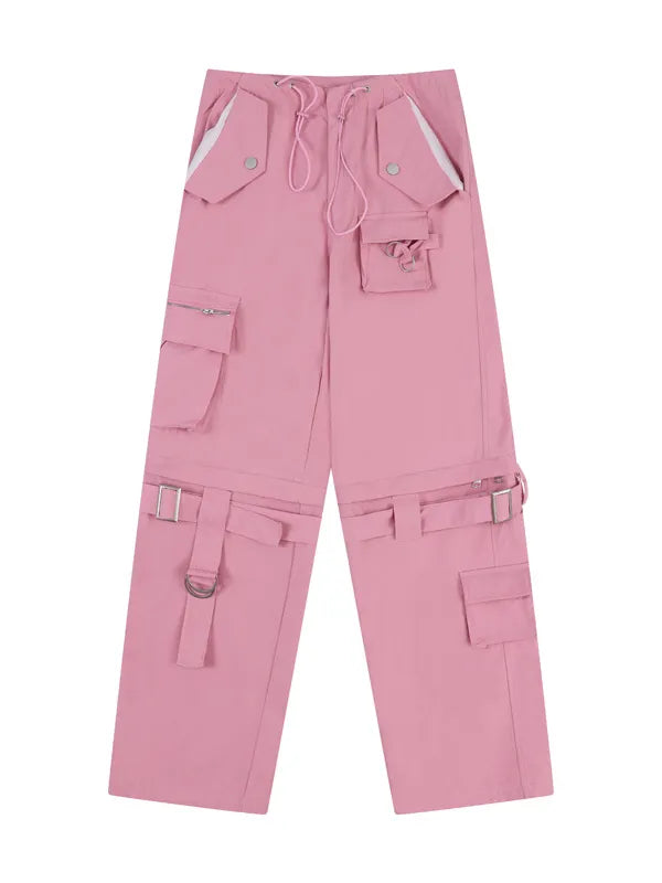 Pink Multi-Pocket Cargo Pants