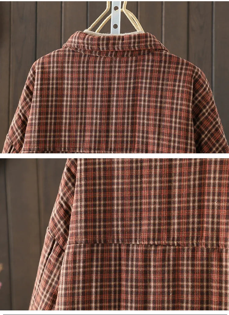 Plaid Button-Front Relaxed Fit Jacket