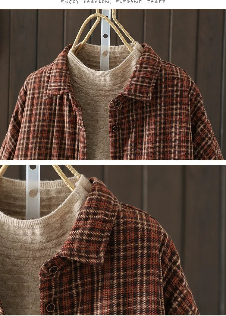Plaid Button-Front Relaxed Fit Jacket
