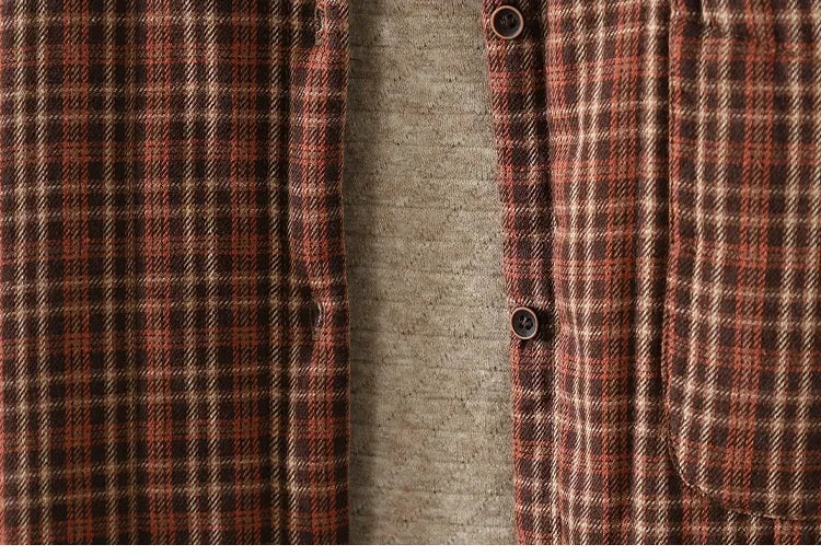 Plaid Button-Front Relaxed Fit Jacket