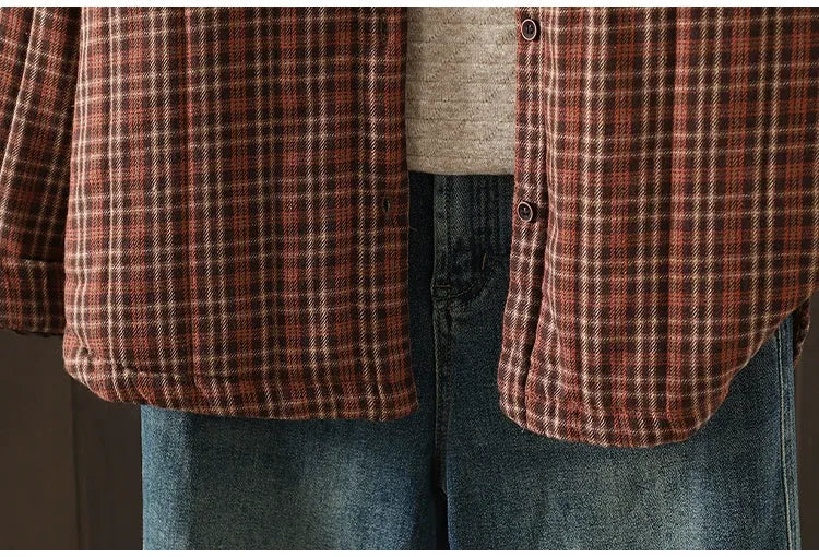Plaid Button-Front Relaxed Fit Jacket