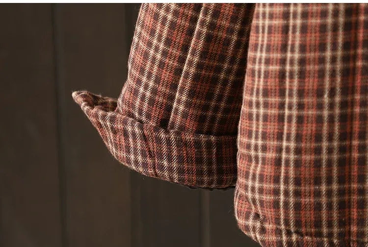 Plaid Button-Front Relaxed Fit Jacket