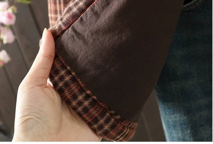 Plaid Button-Front Relaxed Fit Jacket