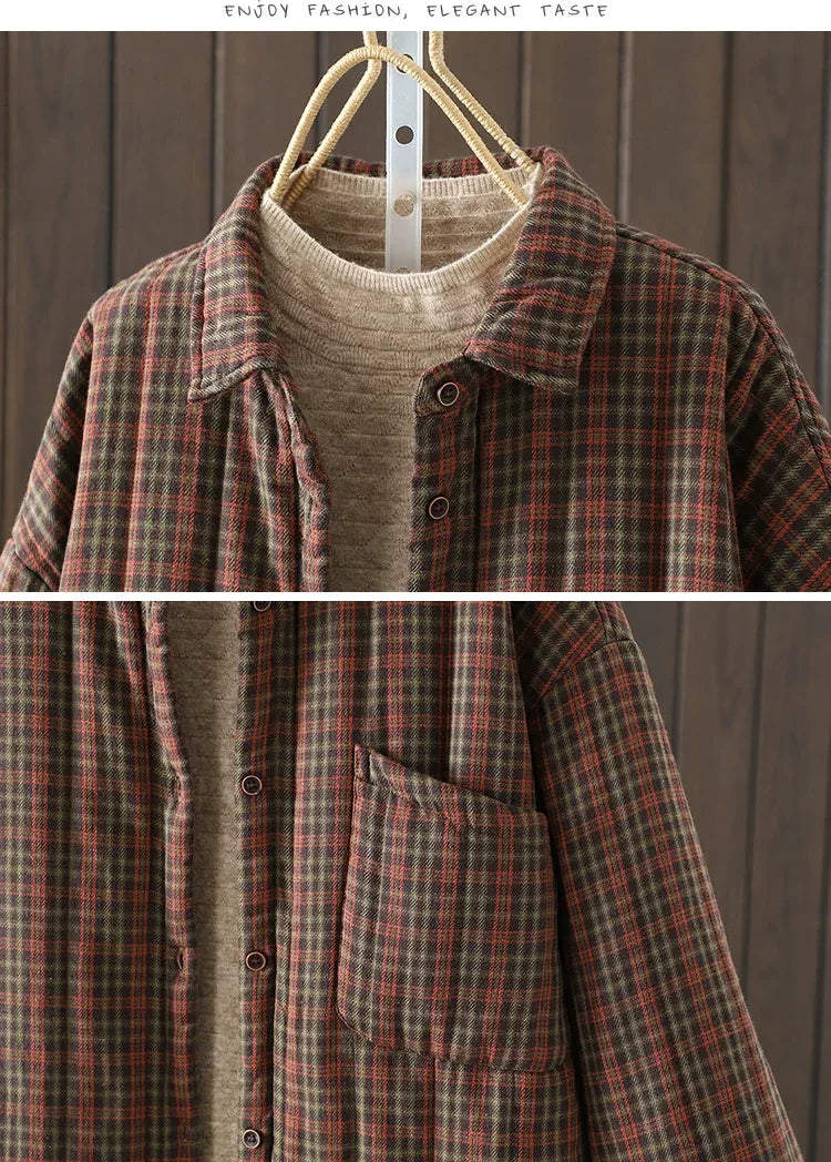 Plaid Button-Front Relaxed Fit Jacket