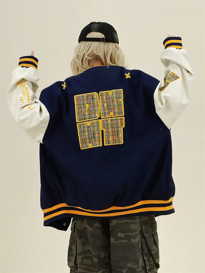 Baseballjacke mit Karomuster und lockerer Passform