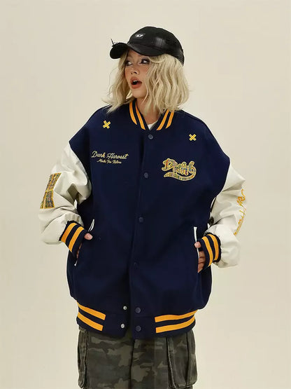 Baseballjacke mit Karomuster und lockerer Passform