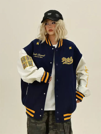 Baseballjacke mit Karomuster und lockerer Passform