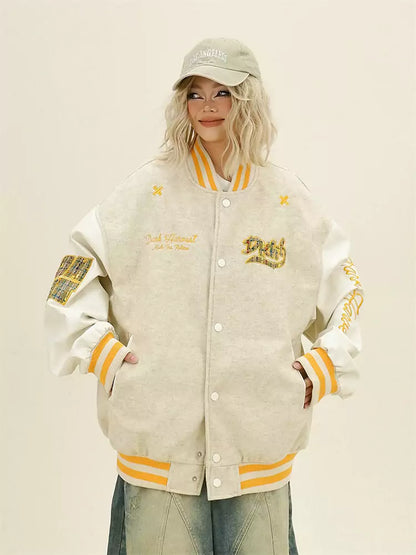 Baseballjacke mit Karomuster und lockerer Passform