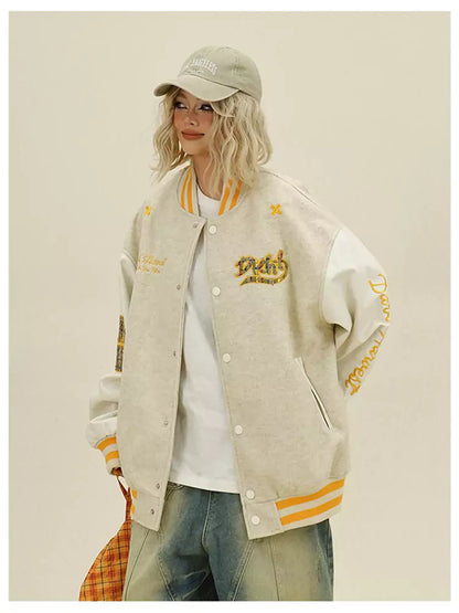 Baseballjacke mit Karomuster und lockerer Passform