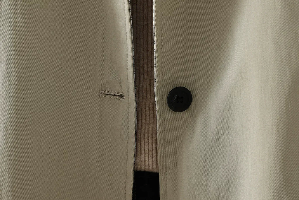 Plaid Trim Lapel Collar Patch Pocket Jacket