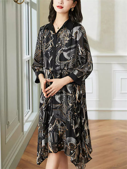 Geometric Print Chiffon Shirt Dress