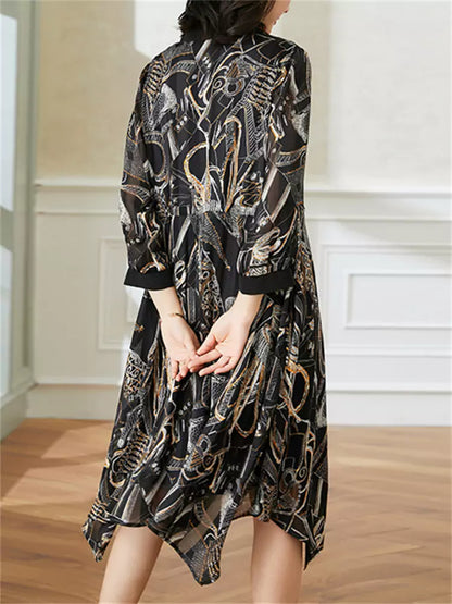 Geometric Print Chiffon Shirt Dress