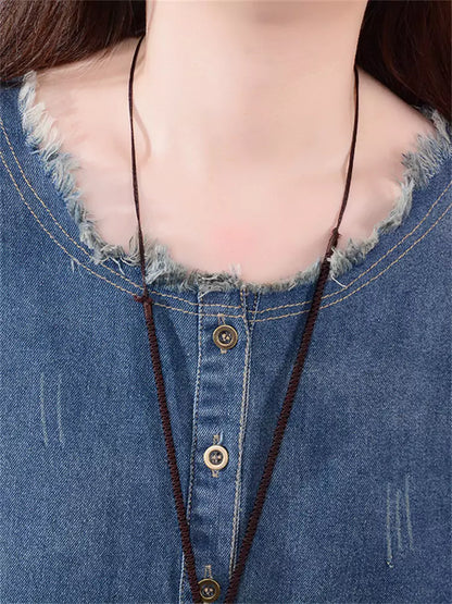 Vestido camisero midi de manga larga con bolsillos rasgados para mujer, talla grande