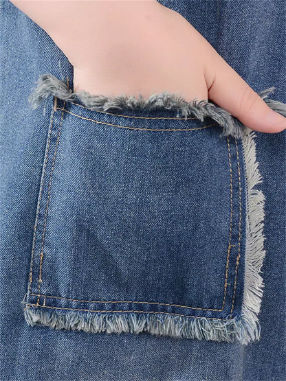 Vestido camisero midi de manga larga con bolsillos rasgados para mujer, talla grande