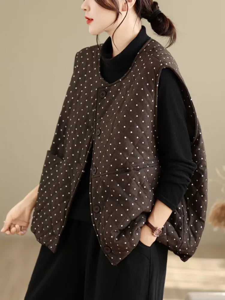 Polka Dot Quilted Padded Vest