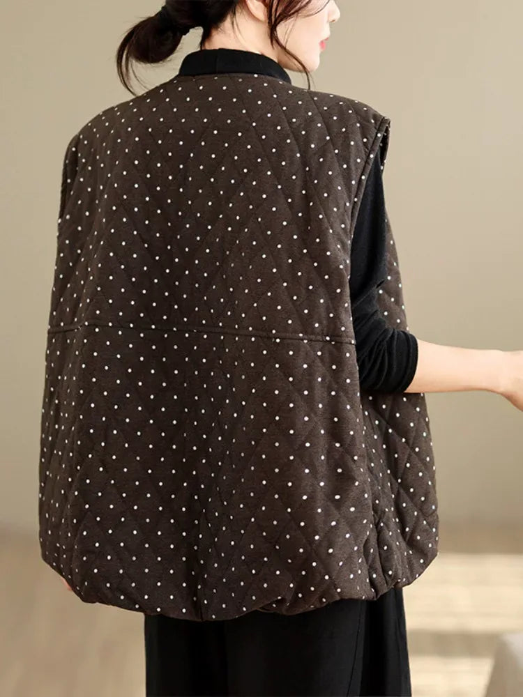 Polka Dot Quilted Padded Vest