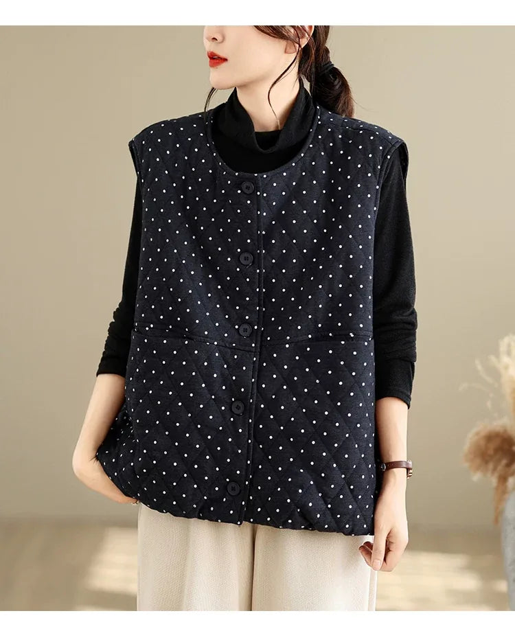 Polka Dot Quilted Padded Vest