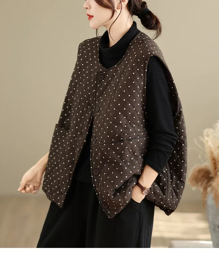 Polka Dot Quilted Padded Vest