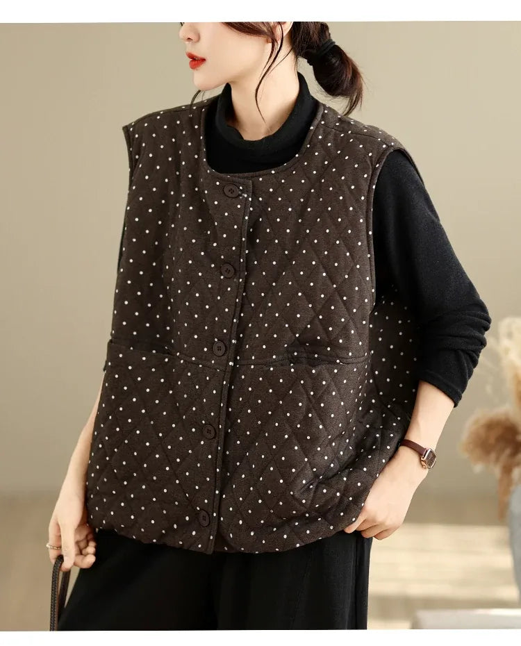 Polka Dot Quilted Padded Vest