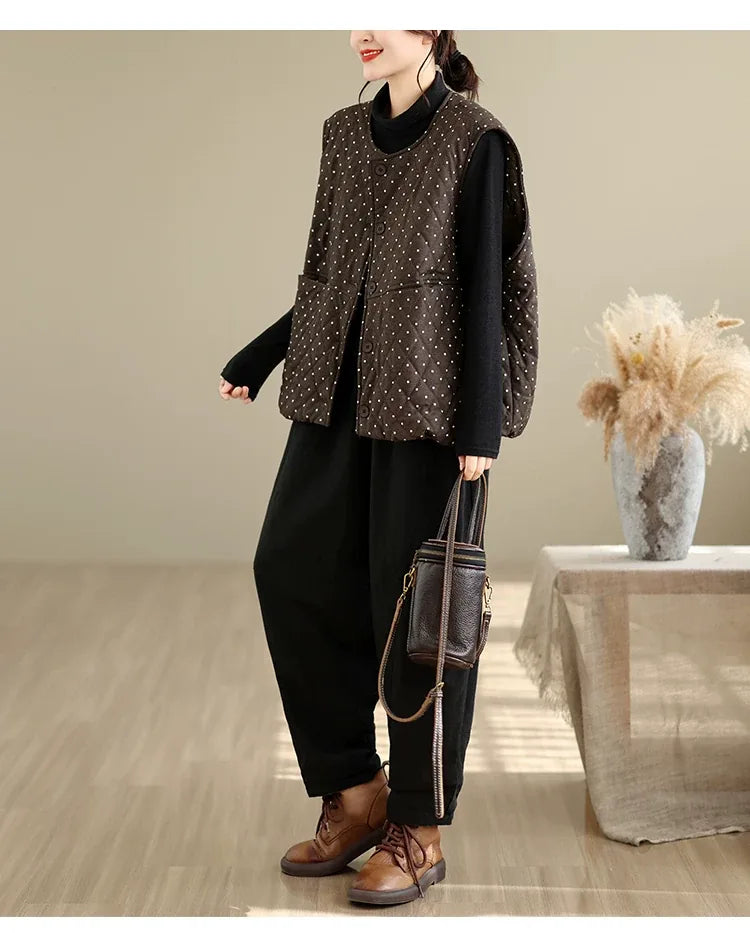 Polka Dot Quilted Padded Vest