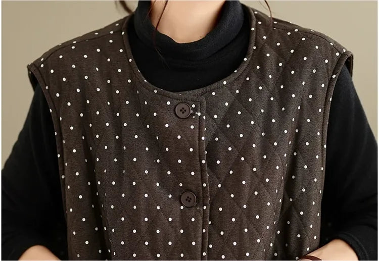 Polka Dot Quilted Padded Vest
