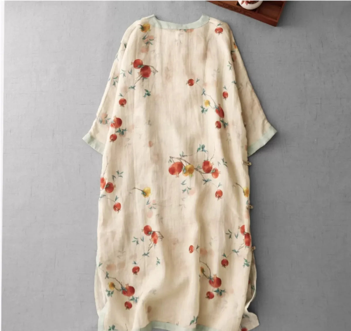 Pomegranate Print Asymmetrical Placket Tunic