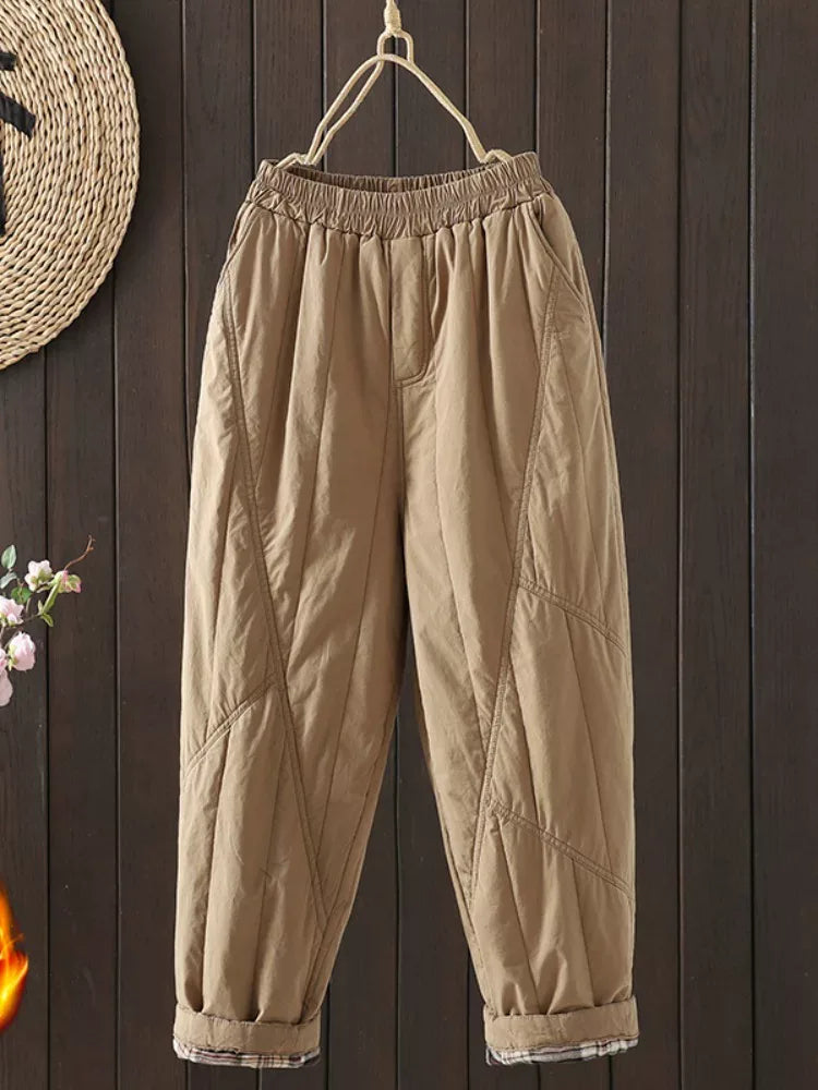 Quilted Balloon Leg Pants with Elastic Waist