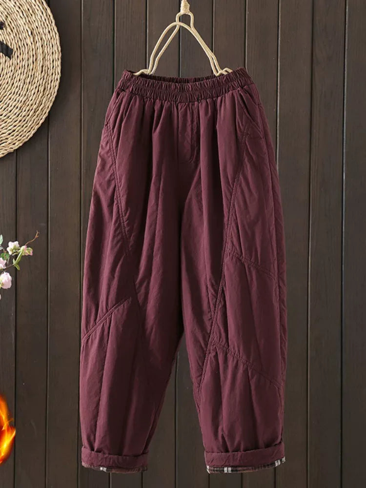 Quilted Balloon Leg Pants with Elastic Waist