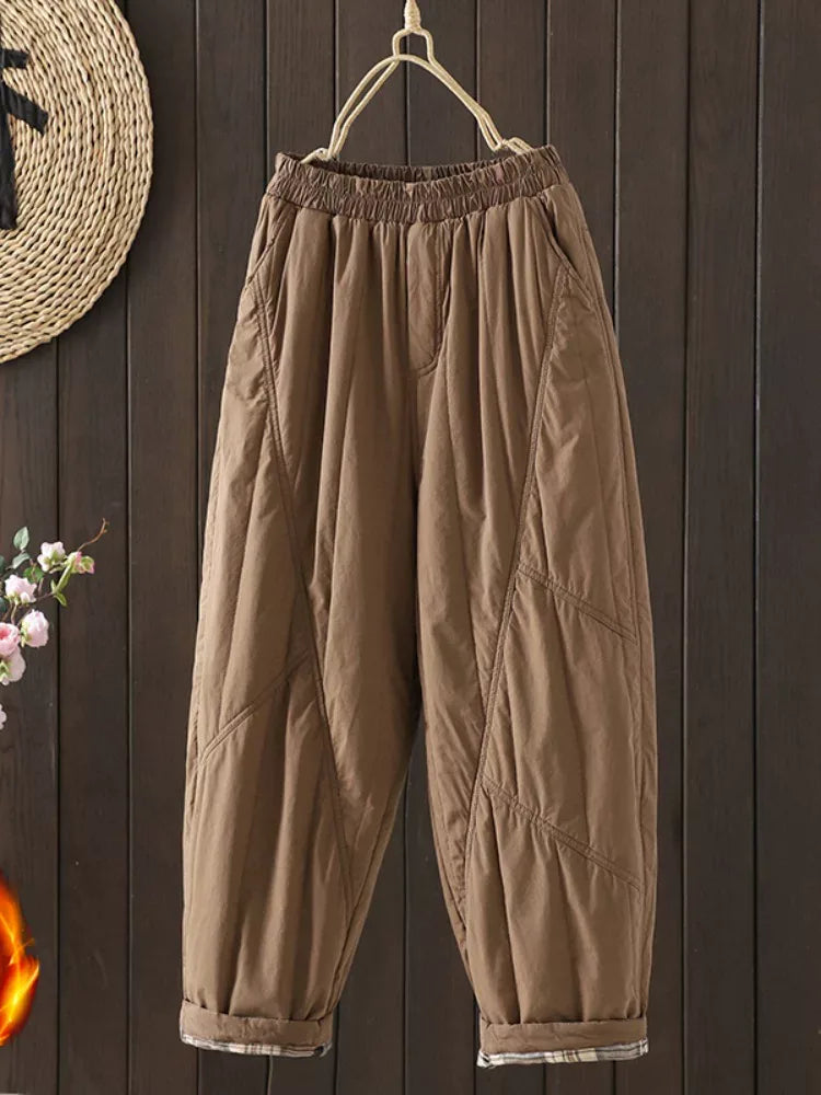 Quilted Balloon Leg Pants with Elastic Waist