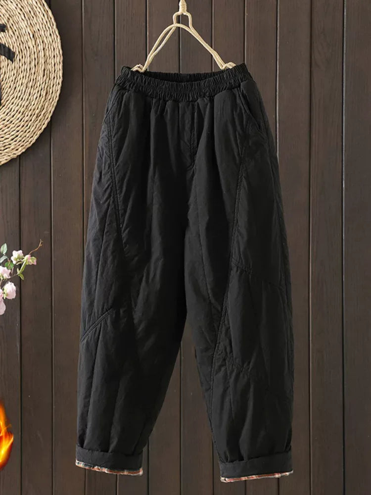 Quilted Balloon Leg Pants with Elastic Waist