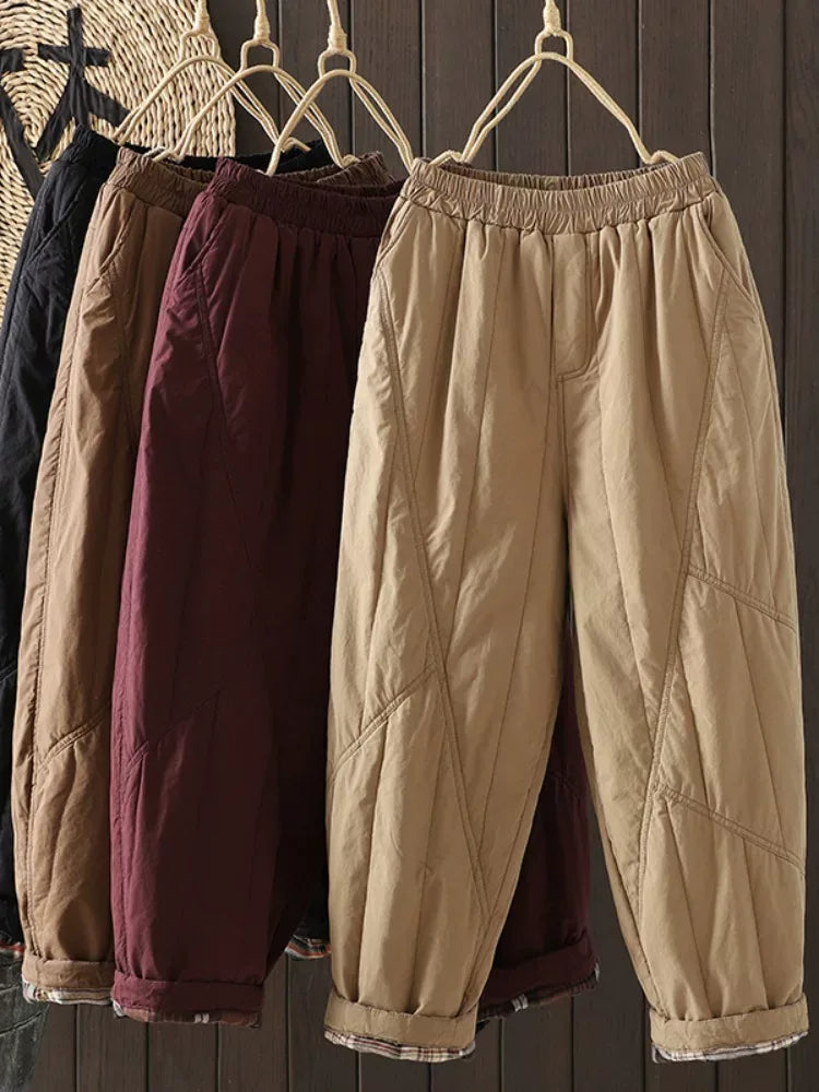 Quilted Balloon Leg Pants with Elastic Waist