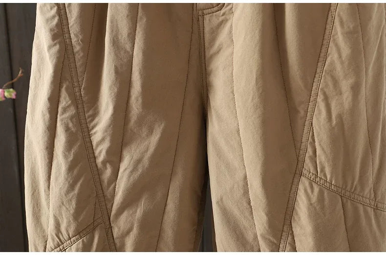 Quilted Balloon Leg Pants with Elastic Waist