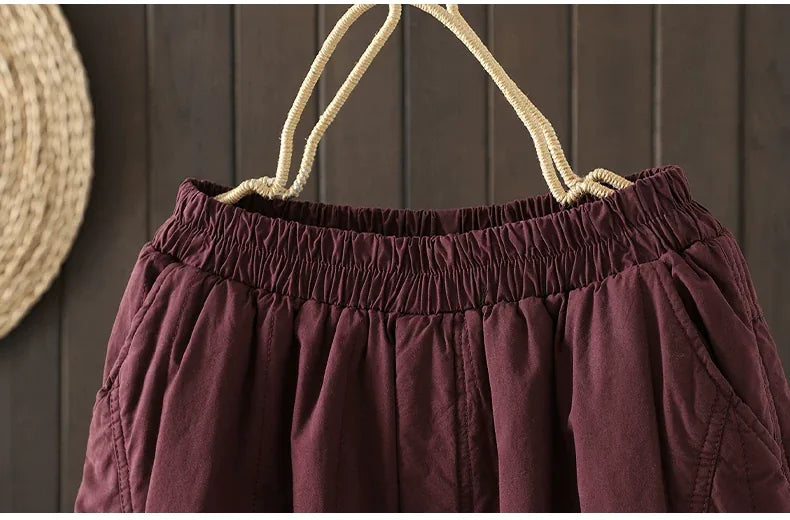 Quilted Balloon Leg Pants with Elastic Waist