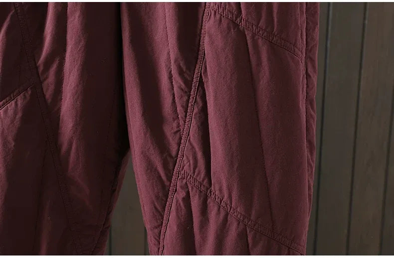 Quilted Balloon Leg Pants with Elastic Waist