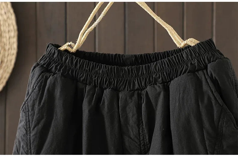 Quilted Balloon Leg Pants with Elastic Waist