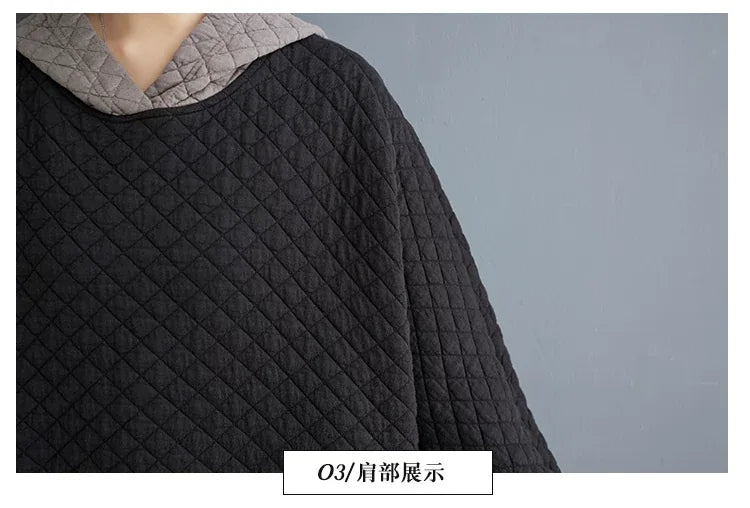 Quilted Hooded Maxi Dress Long Sleeve Padded A-Line