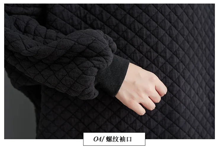 Quilted Hooded Maxi Dress Long Sleeve Padded A-Line