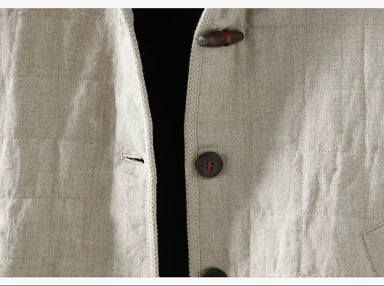 Quilted Hooded Padded Jacket with Wooden Buttons