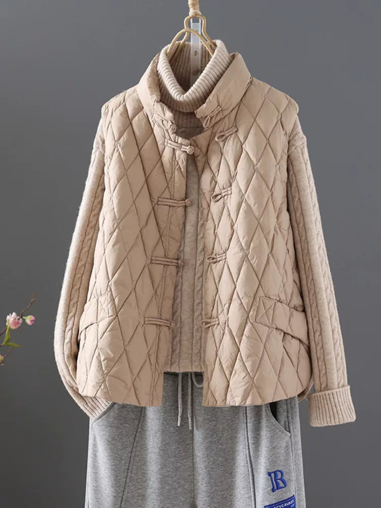Quilted Mandarin Collar Sleeveless Padded Vest