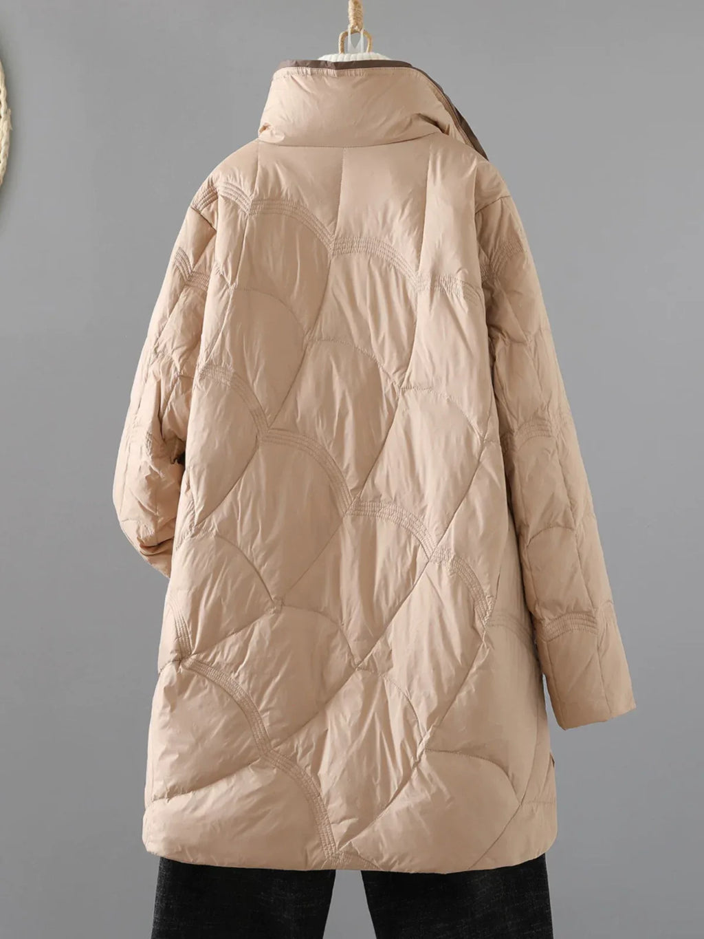 Quilted Padded Coat Stand Collar Patch Pockets