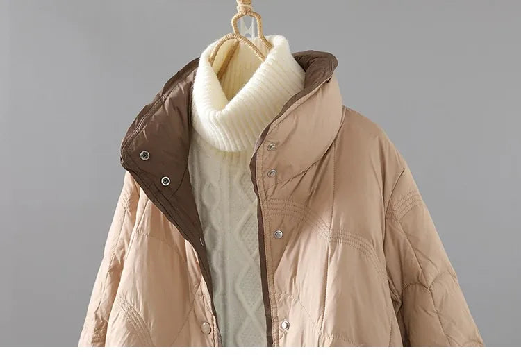 Quilted Padded Coat Stand Collar Patch Pockets
