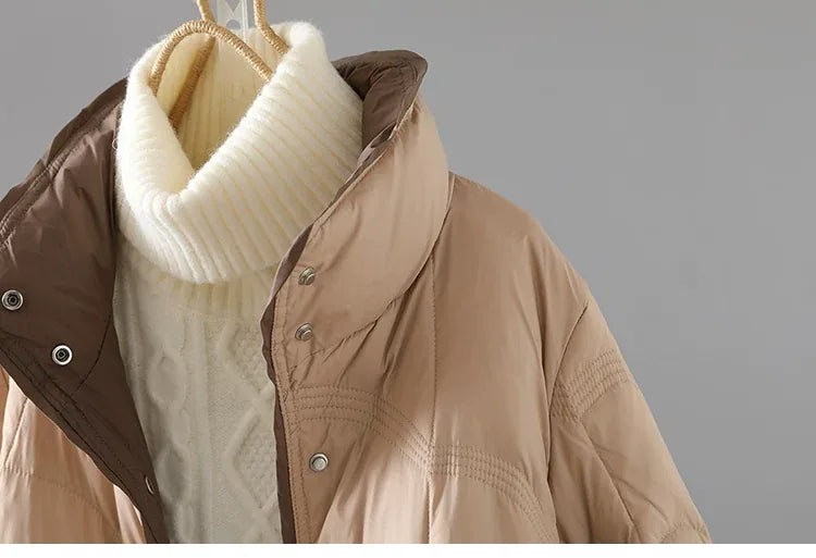 Quilted Padded Coat Stand Collar Patch Pockets