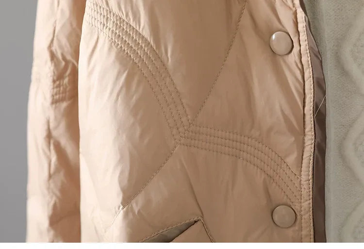 Quilted Padded Coat Stand Collar Patch Pockets