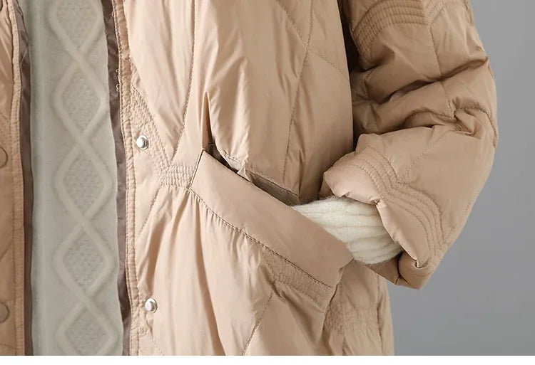 Quilted Padded Coat Stand Collar Patch Pockets