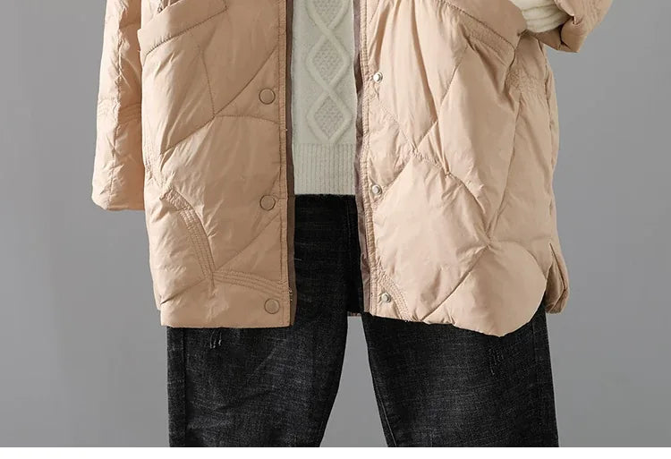 Quilted Padded Coat Stand Collar Patch Pockets