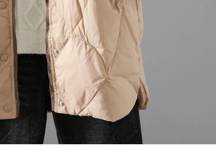 Quilted Padded Coat Stand Collar Patch Pockets