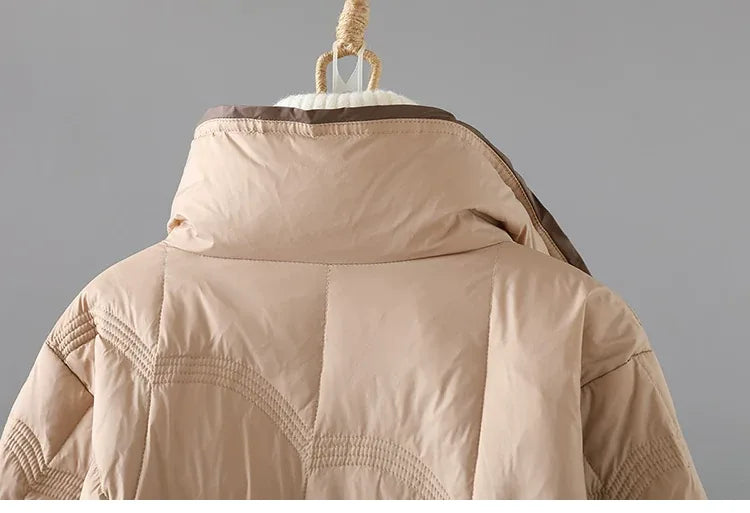 Quilted Padded Coat Stand Collar Patch Pockets