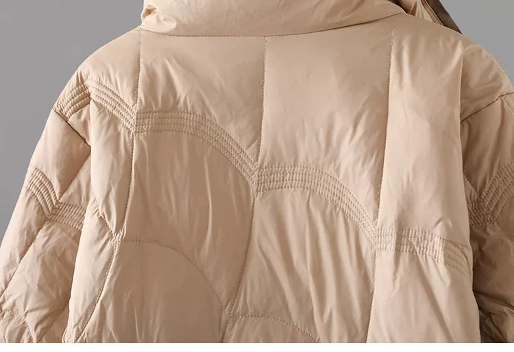 Quilted Padded Coat Stand Collar Patch Pockets