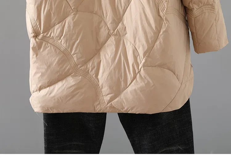 Quilted Padded Coat Stand Collar Patch Pockets
